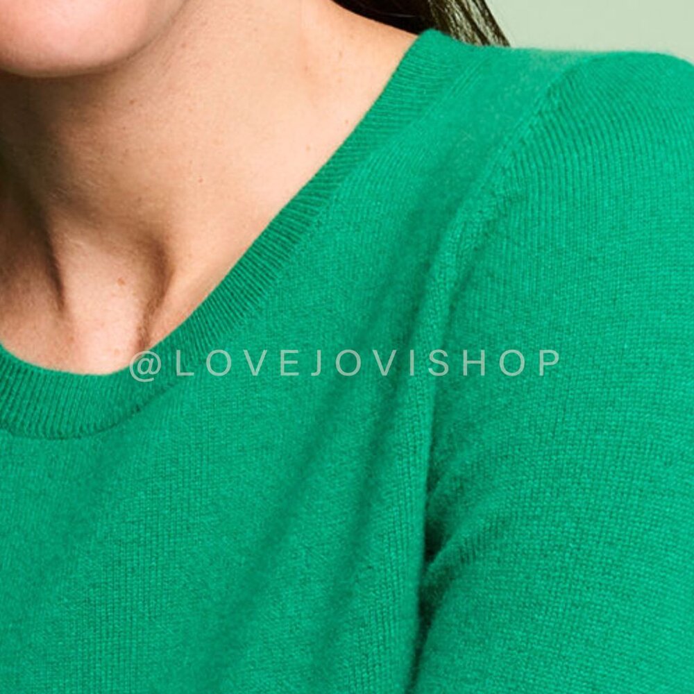 Classic Feminine | 100% Cashmere Kelly Green Crew Neck Sweater | by Talbots | M - Picture 7 of 12